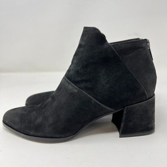 Eileen Fisher Bento Suede Ankle Block Heel Boots Booties Women’s Size 7 Black - Picture 4 of 12